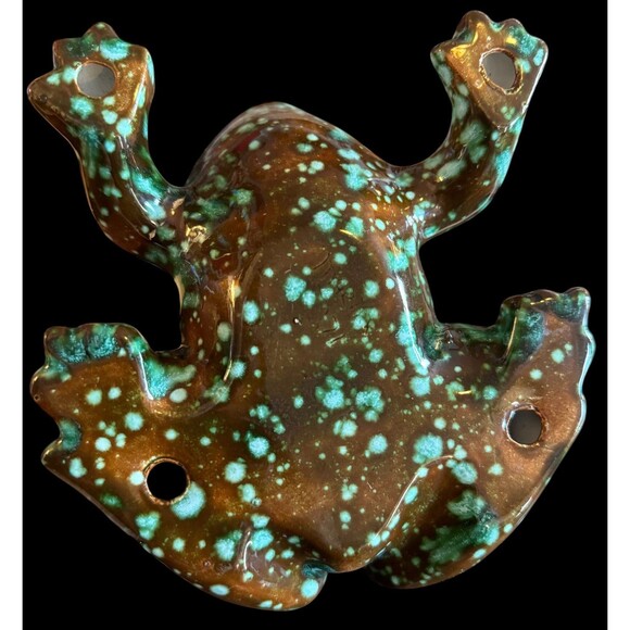 Vintage Large Green Ceramic Frog 🐸 Toad Figurine Hand Crafted Signed Dated 1971 - Picture 5 of 16